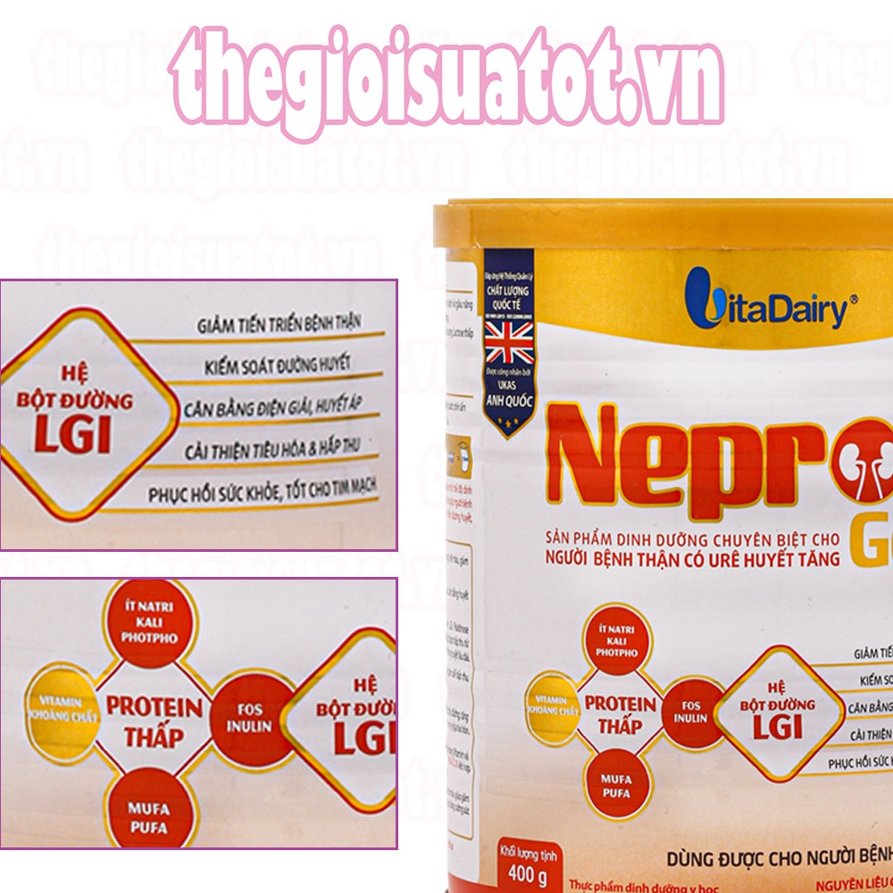 Sữa Nepro 1 Gold Dành cho người bệnh thận có URE huyết tăng 400g