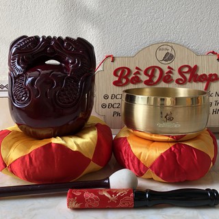 BỘ CHUÔNG MÕ ĐÀI LOAN 4INCH ( CHUÔNG ĐỒNG VÀNG CHỮ PHẬT)