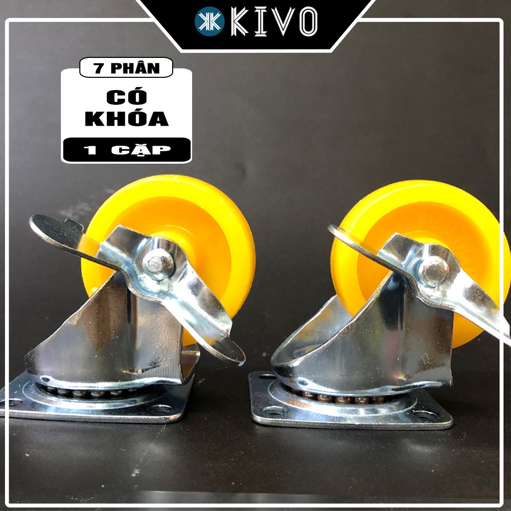 Bánh Xe Đẩy Hàng - COMBO 2 Bánh Nhựa SK CAO CẤP  Có Khóa Chịu Lực Tốt NHIỀU SIZE 3P 5P 7P - Bánh Xe Ghế Xoay - Kivo