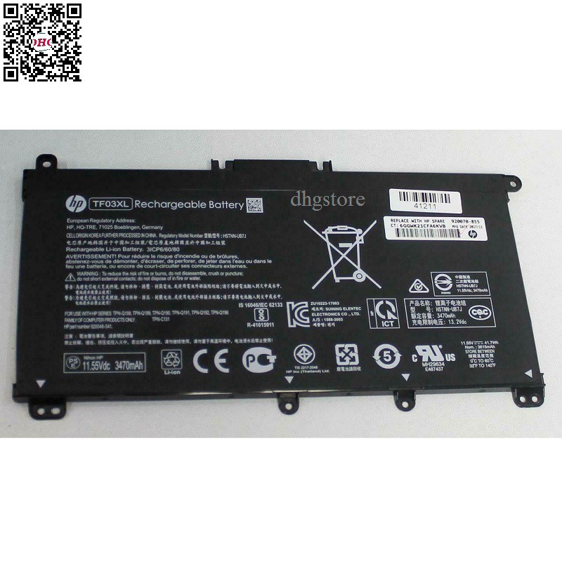 Pin laptop HP Pavilion 14-BF 14-BQ 14-BK 14-CF 14-DF 14-DG 15-CC 15-CD 15-CF 15-CS 15-CK 15-DW 15-CW TF03XL