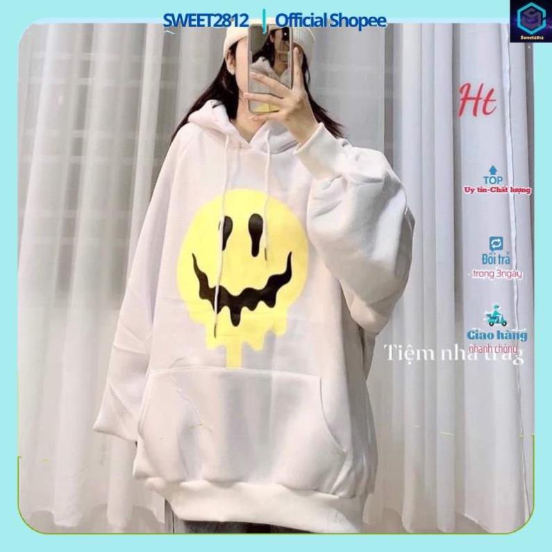 Hoodie Nam Nữ SWEET Áo hoodie mặt vàng chảy H2A Nỉ Cotton Dày Ấm Co Giãn Form Rộng Nhiều Màu