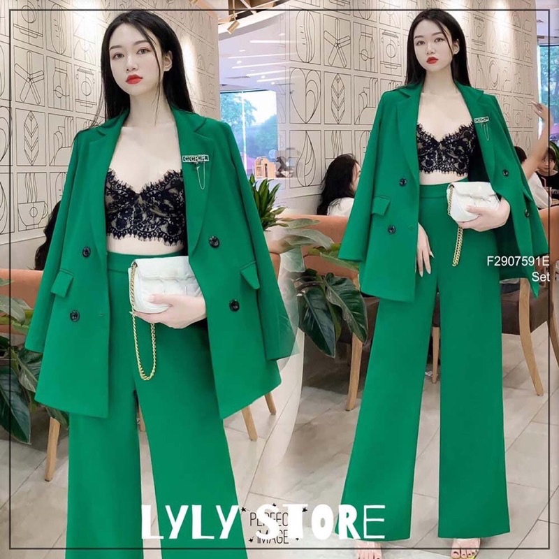 Set áo thun tay lỡ phối quần suông dài