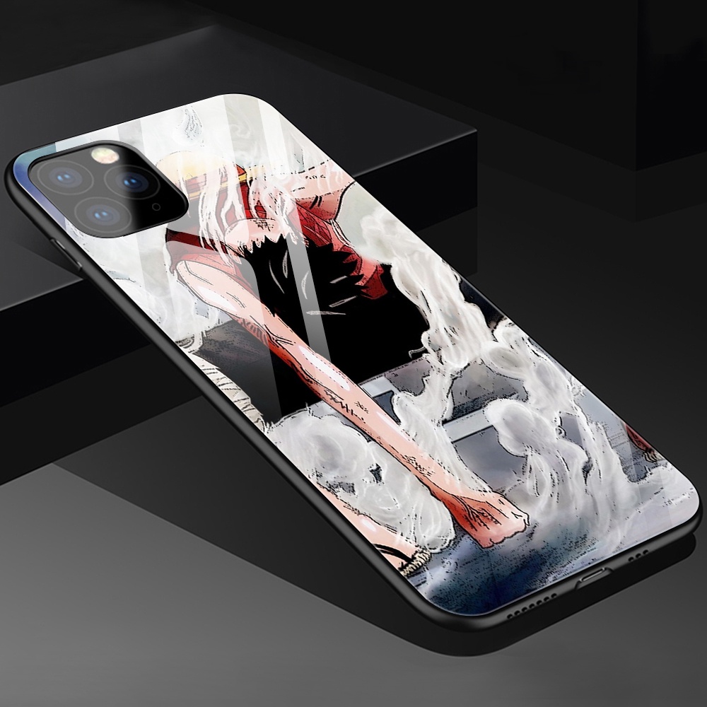 Ốp Điện Thoại Kính Cường Lực In Hình Anime One Piece Cho iPhone 11 12 13 Pro Max iPhone 7 8 Plus SE 2020 X XS