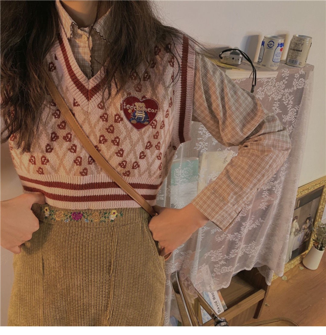 Áo Khoác Len Không Tay Cổ Chữ V Dáng Ngắn Phong Cách Retro | BigBuy360 - bigbuy360.vn