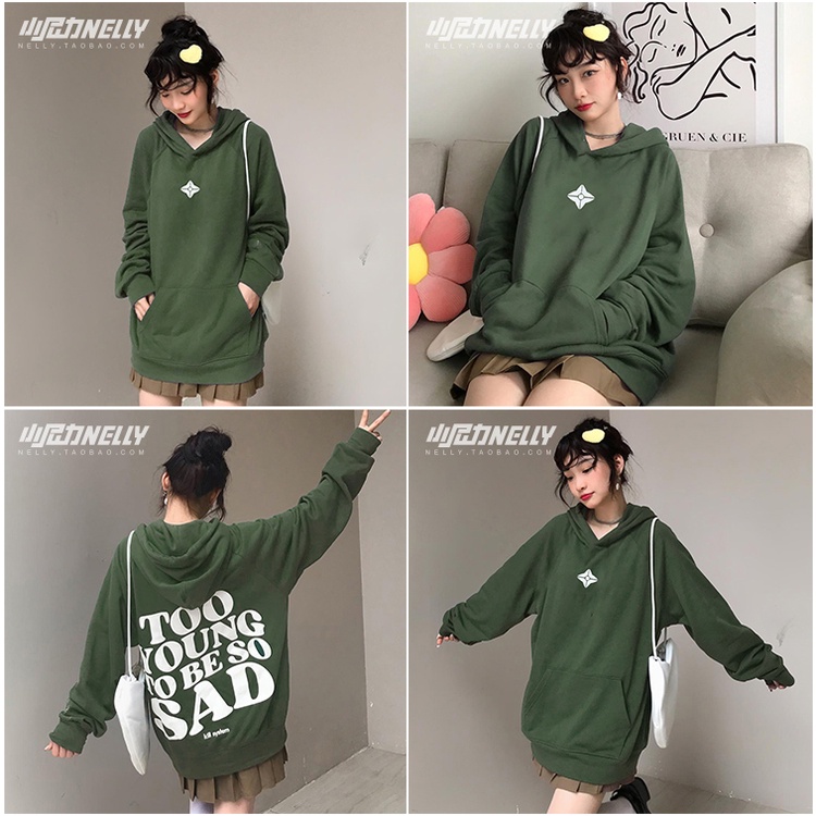 Áo hoodie Nelly Heybig - 2 Young 2 Be Sad màu xanh