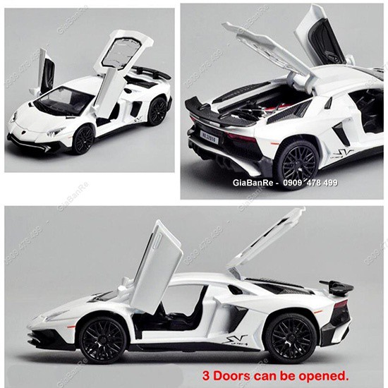 Xe Mô Hình Sắt Siêu Xe Lambo Aventador Sv Tỉ Lệ 1:32 - Trắng - Miniauto - 9750.2