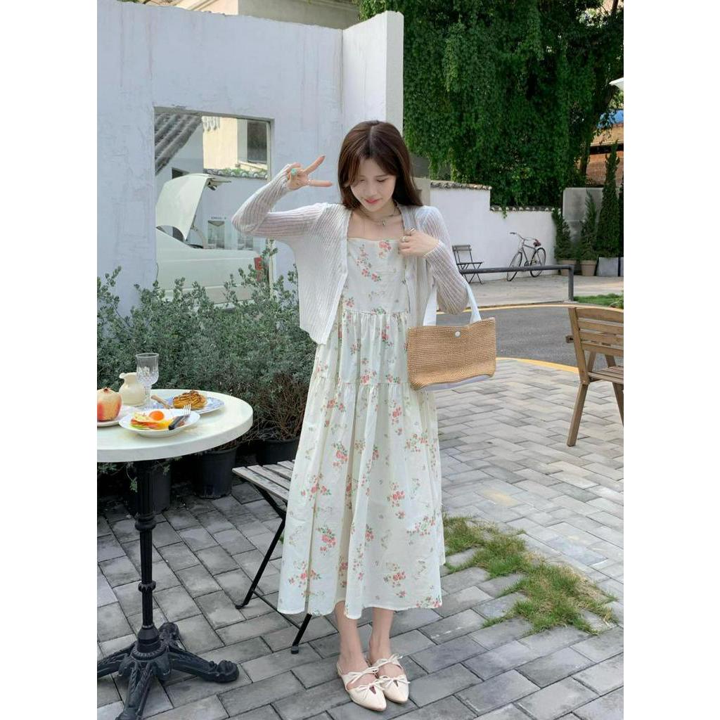 Đầm Hai Dây Họa Tiết Hoa Xinh Xắn Thời Trang Mùa Hè Cho Nữ