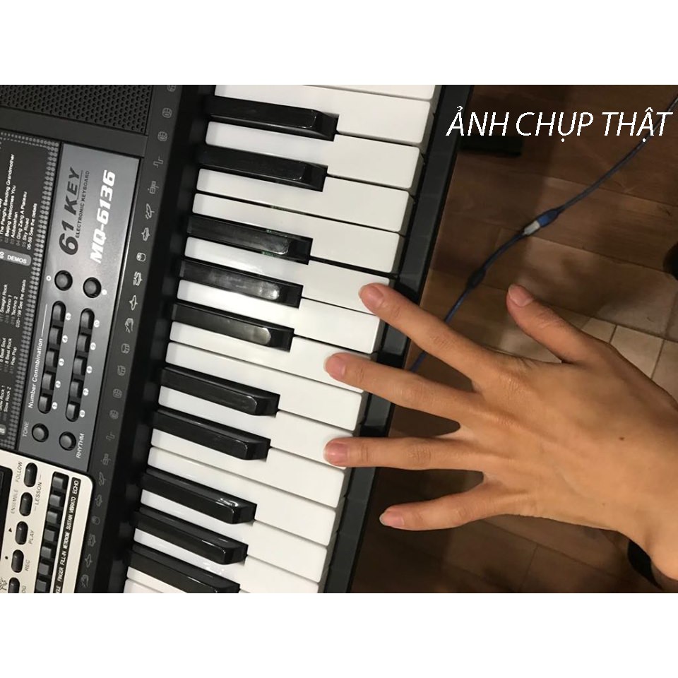 [ Có video + ảnh thật ] Đàn Piano Electronic Keyboard 61 Phím kèm phụ kiện giá đỡ nhạc, mic, sạc điện dành cho người lớn