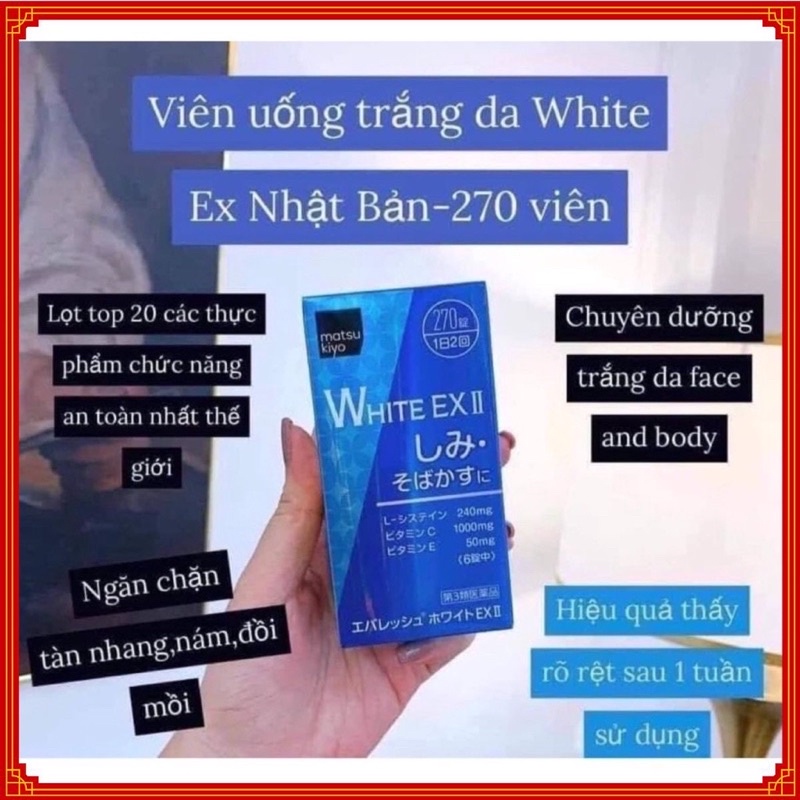 Viên uống trắng da White ex ii nhật bản chính hãng 270v