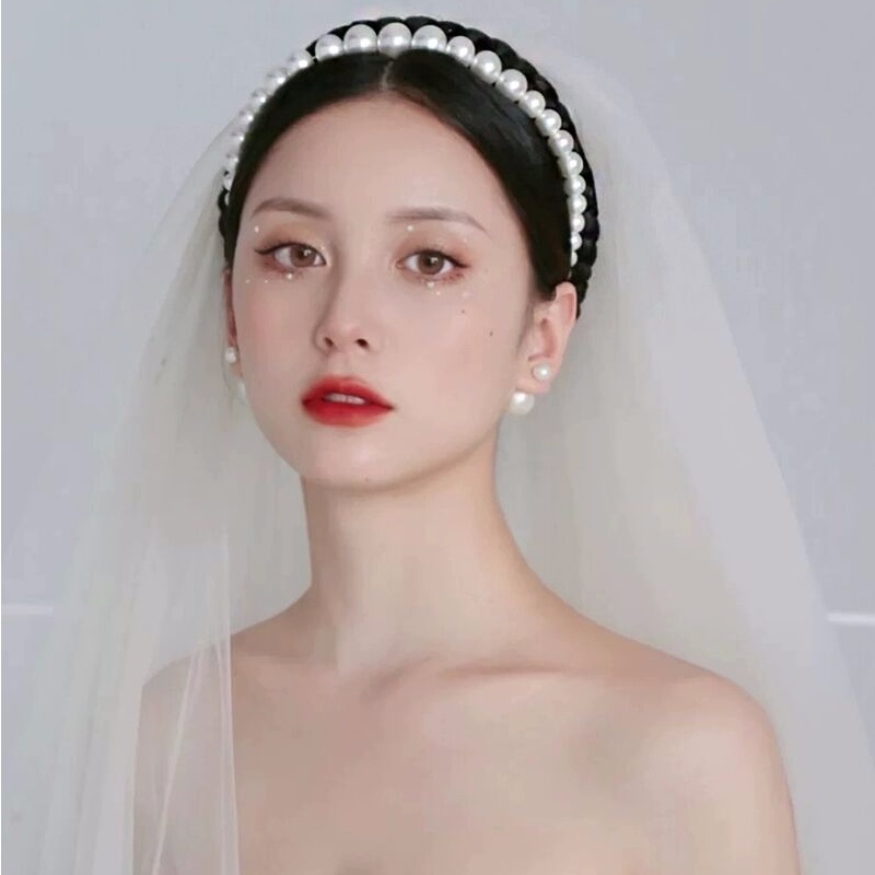 Băng Đô Cài Tóc Đính Hạt Ngọc Trai Chống Trượt Phong Cách Hàn Quốc