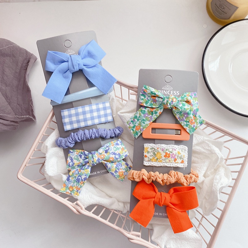 Set Kẹp Tóc Nơ Công Chúa Phong Cách Hàn Quốc Mùa Hè Dễ Thương Cho Bé Gái