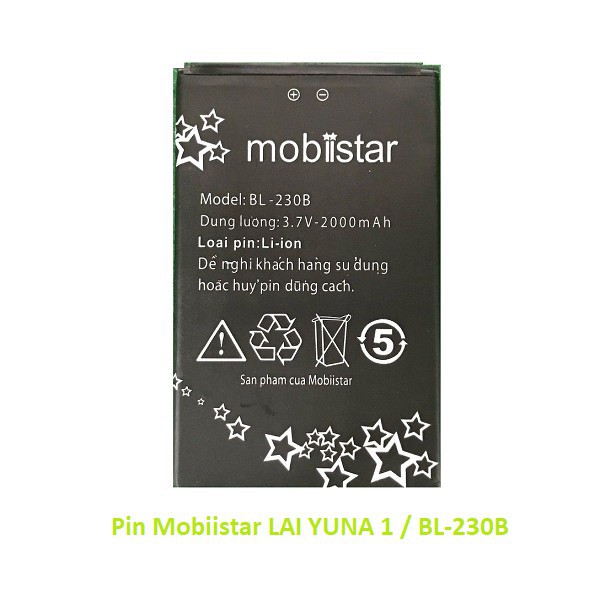 Pin Mobiistar LAI YUNA 1 Model BL-230B BH 6 tháng