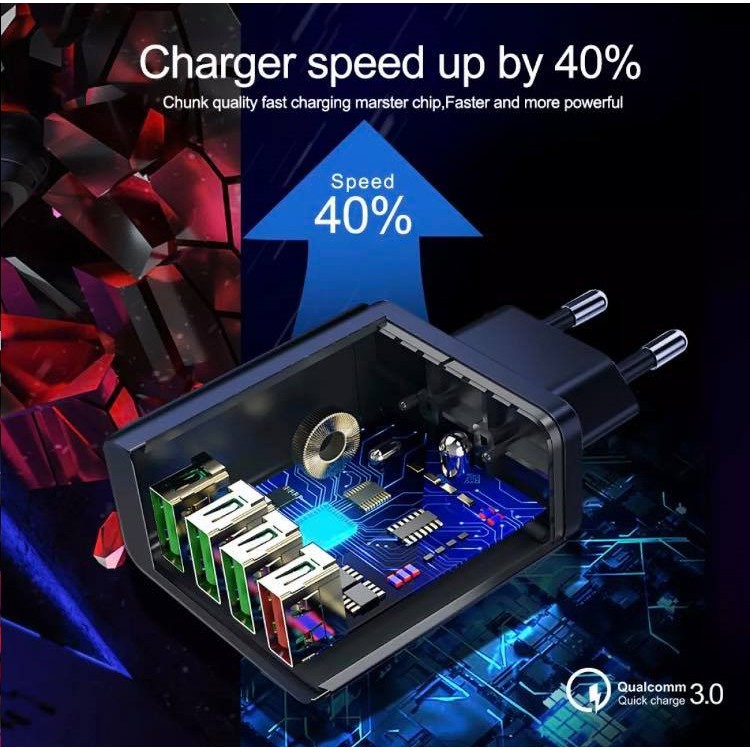 [SHOPEE TRỢ GIÁ] CỦ SẠC SIÊU NHANH QUICK CHARGE 3.0 ĐẦU RA 4 CỔNG USB