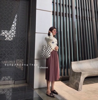 Chân váy nhũ xếp li [QC]