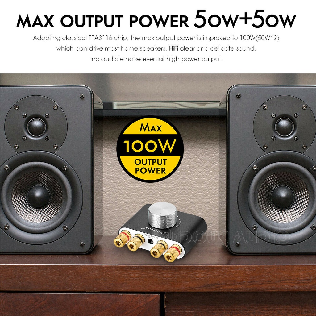Bộ Khuếch Đại Âm Thanh HiFi Kỹ Thuật Số Bluetooth 5.0 Mini 50W + 50W