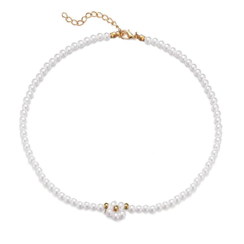 Vòng Cổ Choker Ngắn Hình Hoa Đính Ngọc Trai Nhân Tạo Thanh Lịch Cho Nữ