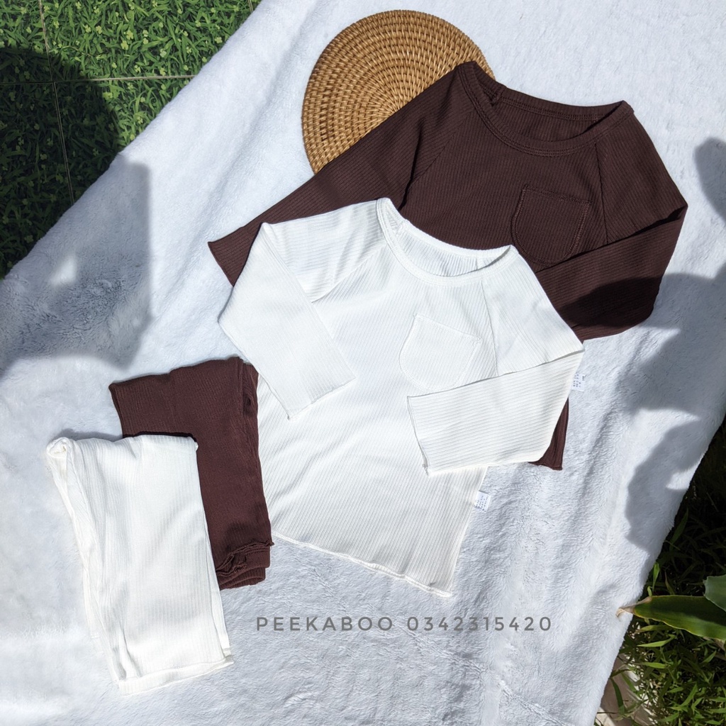 [PEEKABOO] BỘ ĐỒ DÀI TAY LEN TĂM SIÊU MỀM MỊN THOÁNG MÁT HÀNG QUẢNG CHÂU CAO CẤP