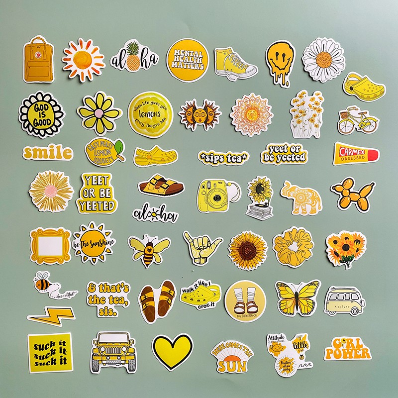 Combo 50 tấm Sticker dán mũ bảo hiểm, laptop sổ tay xinh xắn