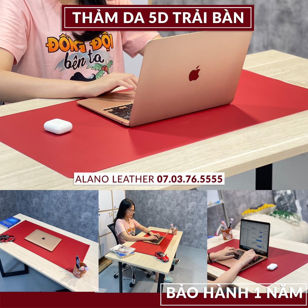 [Hình Thật / Giá Xưởng] Thảm Da Trải Bàn 5D Màu Đỏ Chống Thấm, Chống Trầy, Tiện Lợi, Bảo hành 2 Năm Tại Xưởng