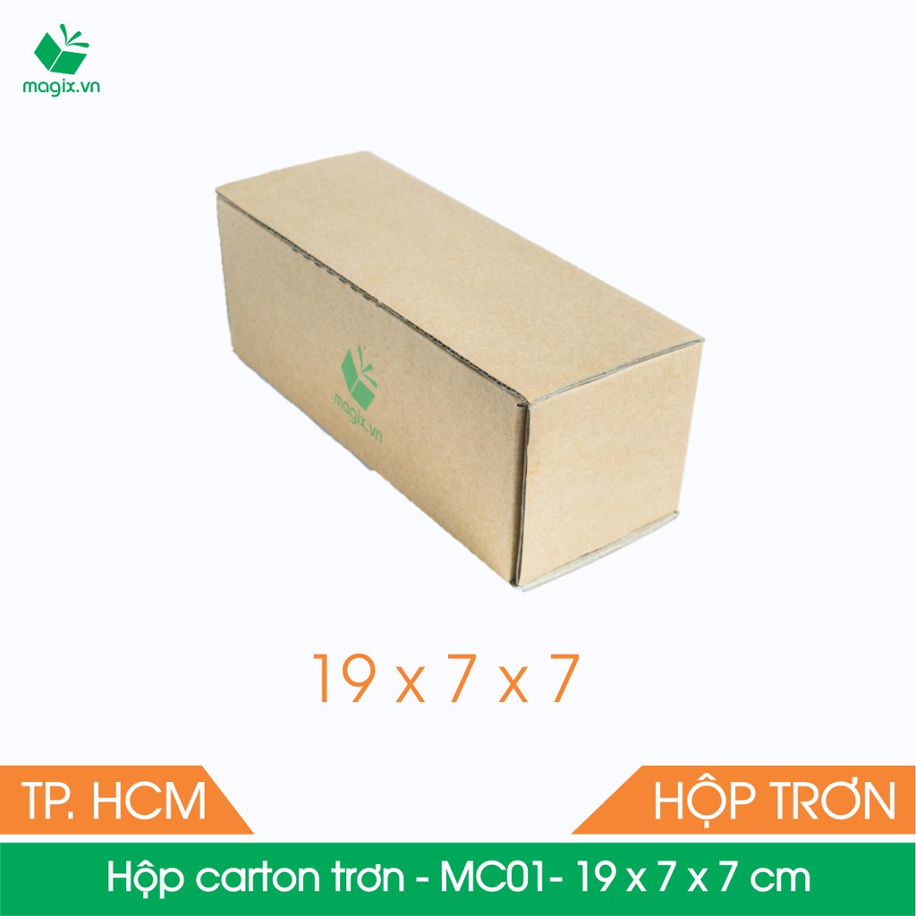 MC01 - 19x7x7 cm - 100 Thùng hộp carton trơn đóng hàng + tặng 50 decal HÀNG DỄ VỠ