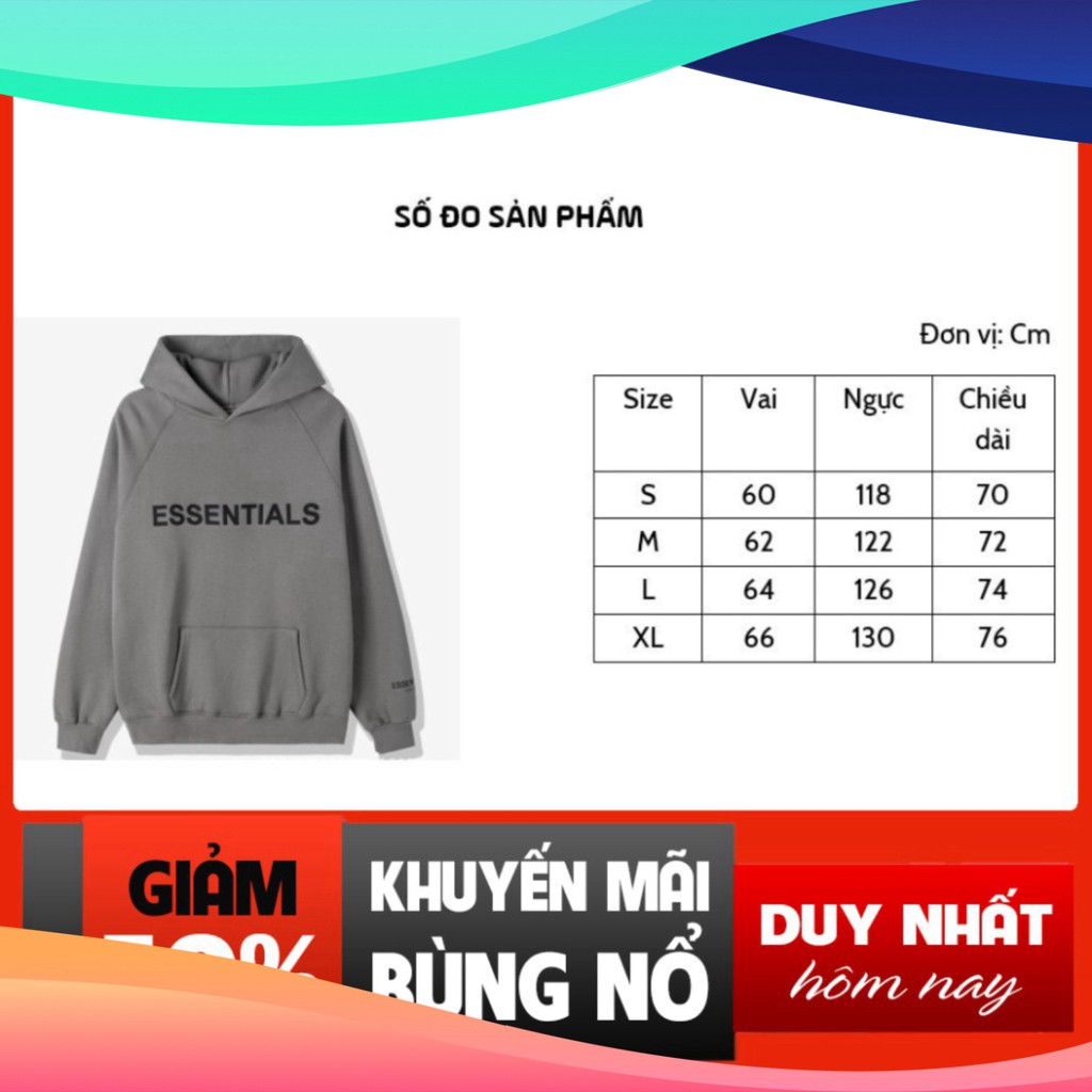 Áo Hoodie Essentials -TINOWWEAR, Chất Nỉ Bông Cotton Dày Dặn Có Đủ 5 Màu kèm ảnh thật Thời trang unisex Tino | WebRaoVat - webraovat.net.vn