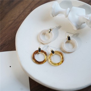 Mè nhà❀Hàn Quốc Dongdaemun Daigou Va Chạm Phong Cách Niche Thiết Kế Cảm Giác Bông Tai Nhựa Tròn Kim Bạc Thoáng Mát ins Phong Cách Bông Tai Hợp Thời Trang