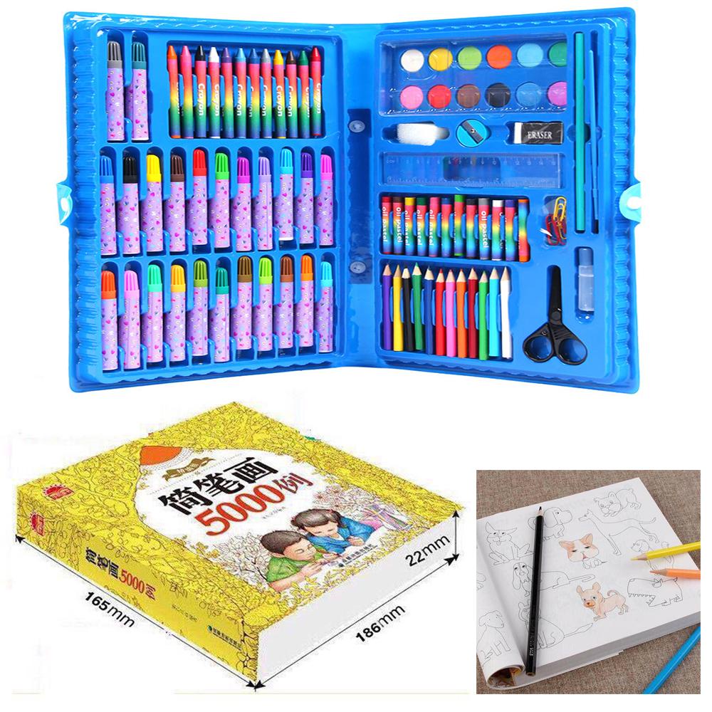 Combo dành cho bé Bộ Hộp Màu 86 Món + Tập tô màu 5000 hình vẽ +12 bút chì màu(màu ngẫu nhiên)