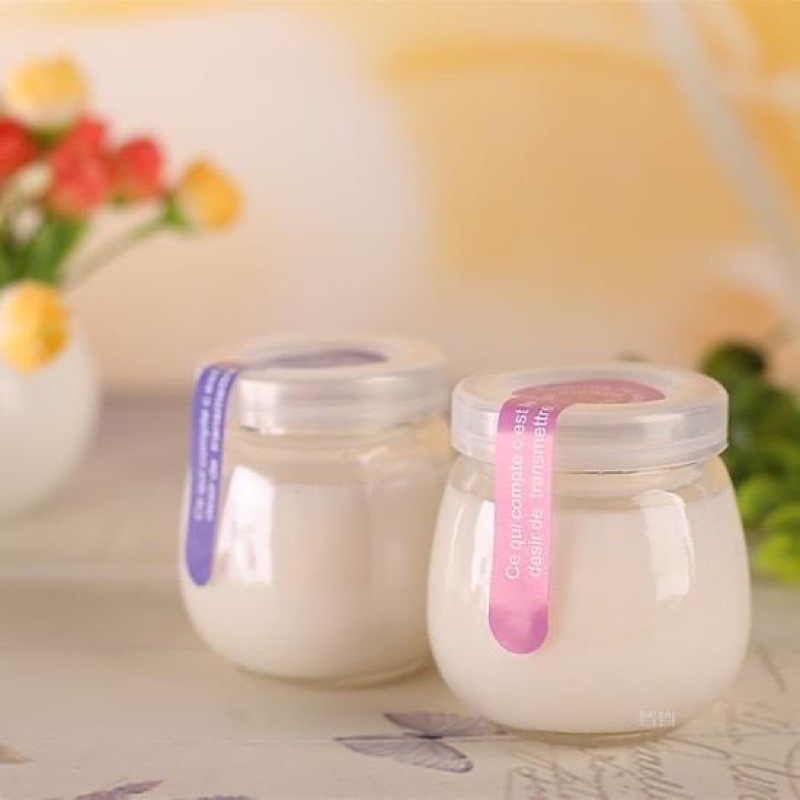 Hũ thủy tinh làm sữa chua dáng béo 200ml nắp nhựa