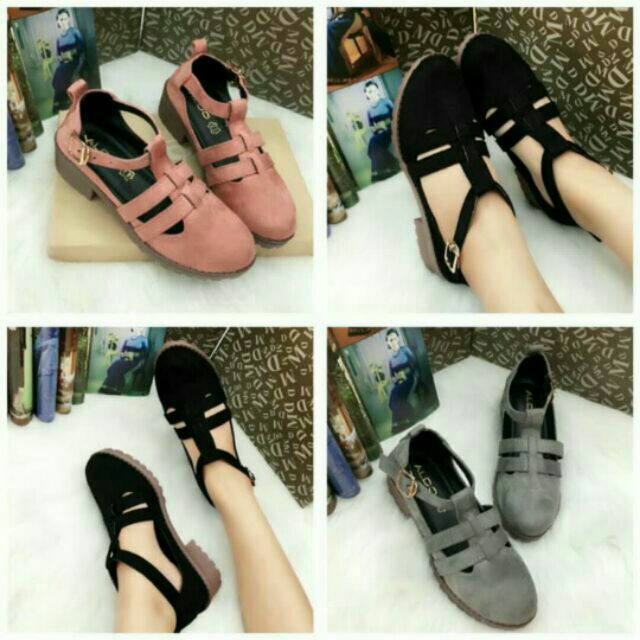 Giày Oxford da lộn phối 2 quai đan