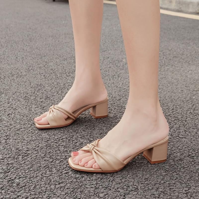 Dép cao gót quai nhúng nhiều màu gót vuông phong cách thời trang sang trọng bigsize - TTH_SHOES