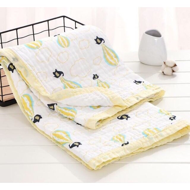 Chăn xô cotton 6 lớp 💖FREESHIP💖kích thước1.1mx1.1m bo viền siêu đẹp❤️đóng túi zip