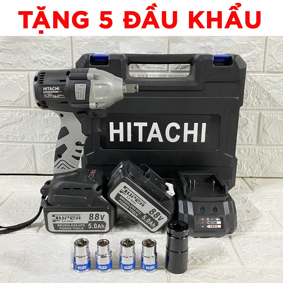 [FREESHIP] MÁY SIẾT BULONG HITACHI 88V - TẶNG 5 ĐẦU KHẨU - KHÔNG CHÔI THAN - PIN 10 CELL - MÁY BẮT VÍT HITACHI 88V