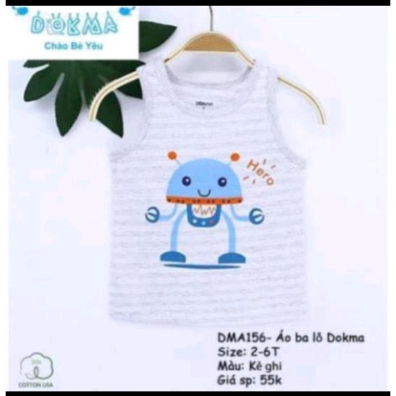 Áo ba lỗ dokma bé trai cute siêu mát, thấm hút tốt, thoải mái 2-6T