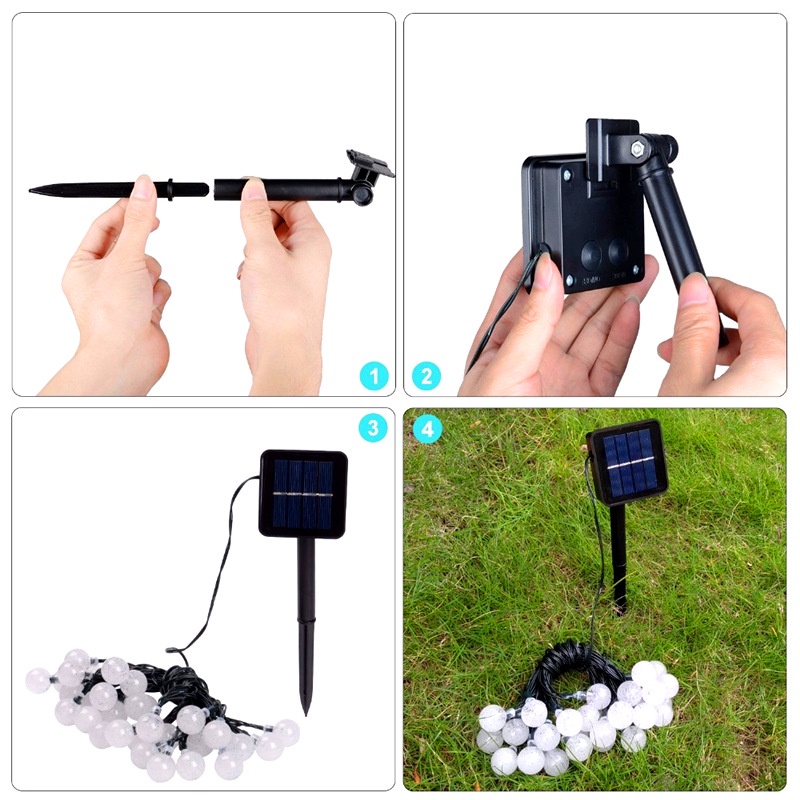 Dây Đèn 100 Bóng Led 100 Bóng Sử Dụng Năng Lượng Mặt Trời Không Thấm Nước 8 Chế Độ Trang Trí Sân Vườn/Tiệc Tùng