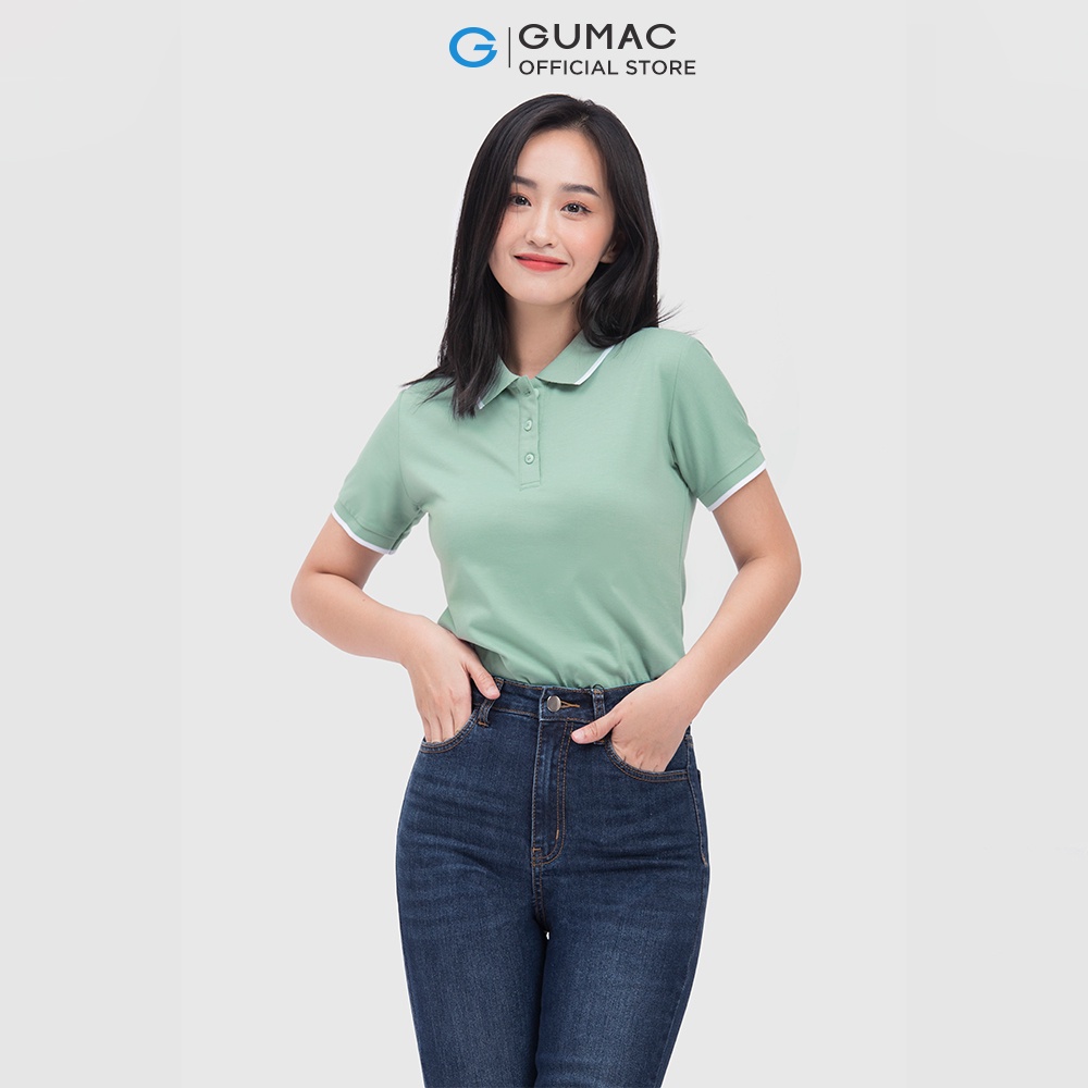 [Mã WABRGUM giảm 10% tối đa 30K đơn 99K] Áo thun polo nữ thời trang GUMAC có cổ đẹp thiết kế trơn cơ bản