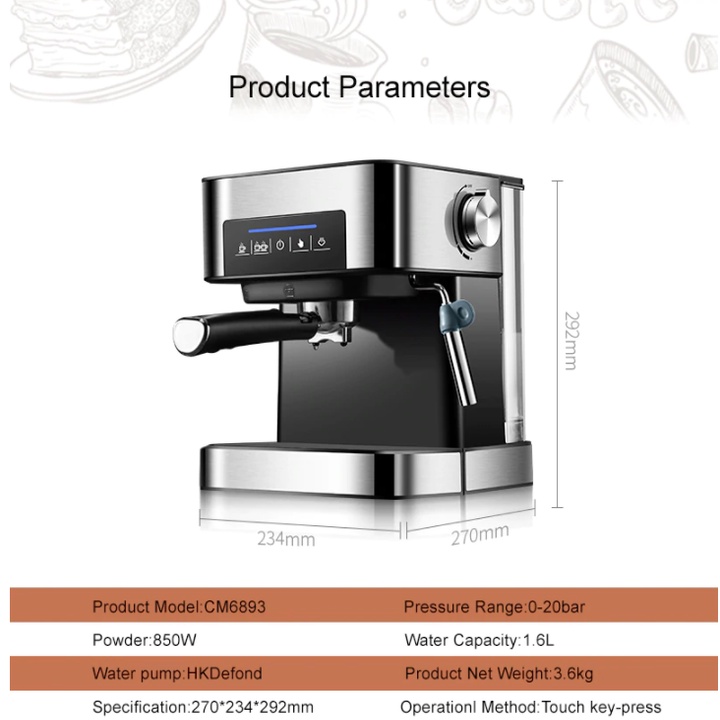 Máy pha cà phê Espresso thương hiệu BioloMix CM6863 - HÀNG NHẬP KHẨU (Bảo hành 12 tháng)