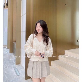 Áo len kem cúc ngọc, cv len