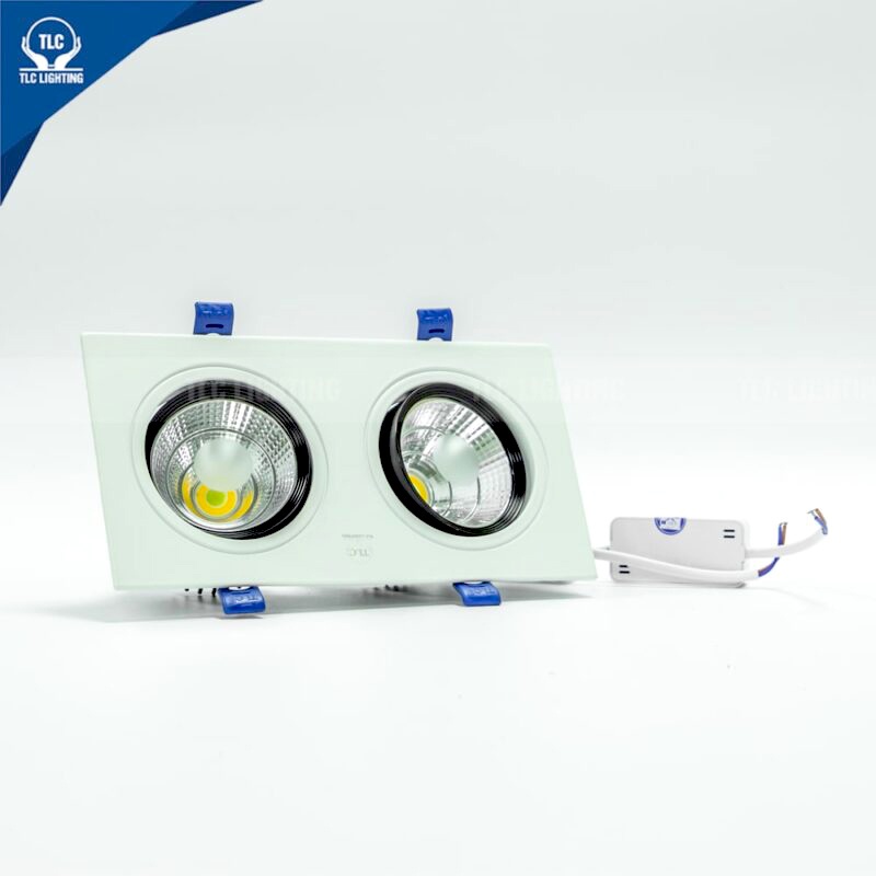 Đèn Led âm trần đôi COB 2*7W,Đèn âm trần Chip Cob sáng vượt trôi hiện đại