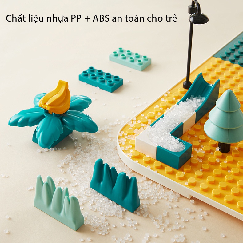 Bàn lắp ráp LEGO, xếp hình khối xây dựng cho bé gấp gọn thành vali, đồ chơi trí tuệ, đồ chơi thông minh