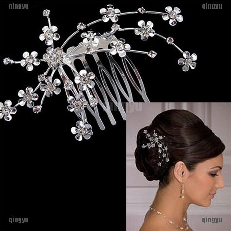 Trâm Hoa Đính Đá Cài Tóc Cô Dâu