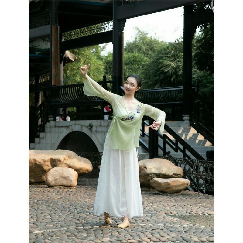 Áo voan múa cổ trang thêu hoa A122 Trạng Phục Đồ múa Tịnh Nhi | BigBuy360 - bigbuy360.vn