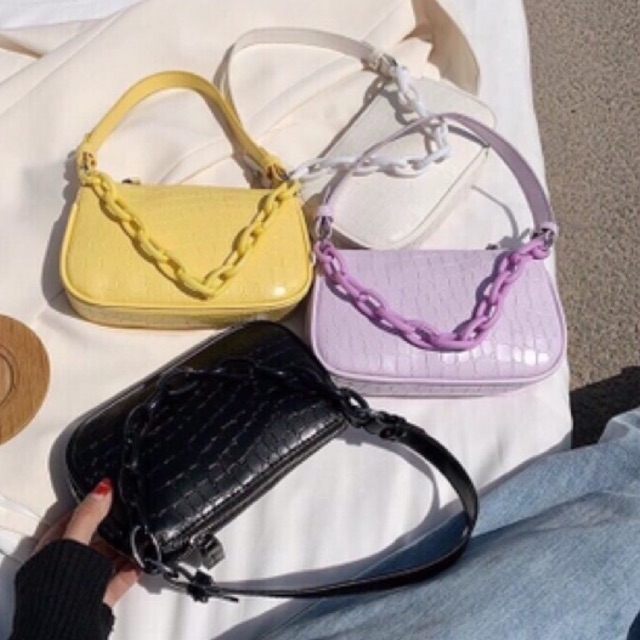 Túi kẹp nách dây xích có dây đeo chéo - Túi đeo chéo kẹp nách da cá sấu HOT HIT | BigBuy360 - bigbuy360.vn