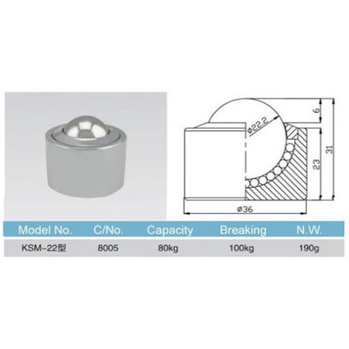 Bánh xe bi cầu KSM 22