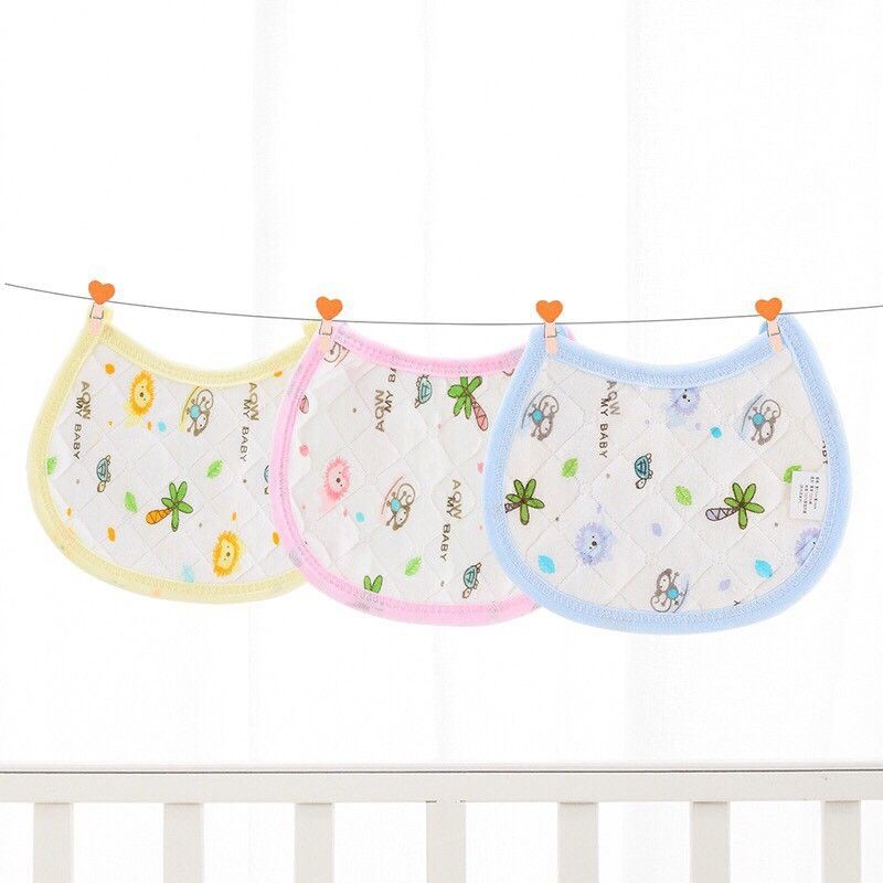 Yếm Tròn Cotton 3 Lớp Buộc Dây Cho Bé Sơ Sinh