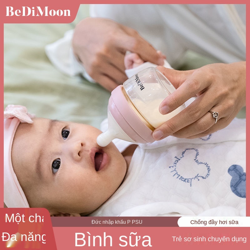Bình sữa cho trẻ sơ sinh bằng PPSU chống rơi/ chống sặc cho bé 0-3 tháng tuổi