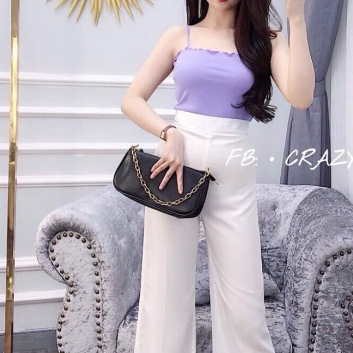 Set Áo Kiểu Croptop Hai Dây Thun Gân Và Áo Lưới Hoa Cúc Cực Xinh Hàng Chuẩn Shop