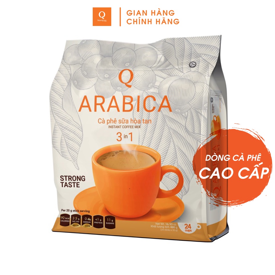 Cà phê Hòa tan 3in1 Arabica cafe sữa uống liền (bịch 24 gói x 20gr) ca phe Trần Quang Coffee