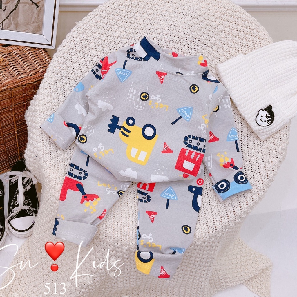 Bộ cotton hình quảng châu cao cấp bé trai 8-20kg