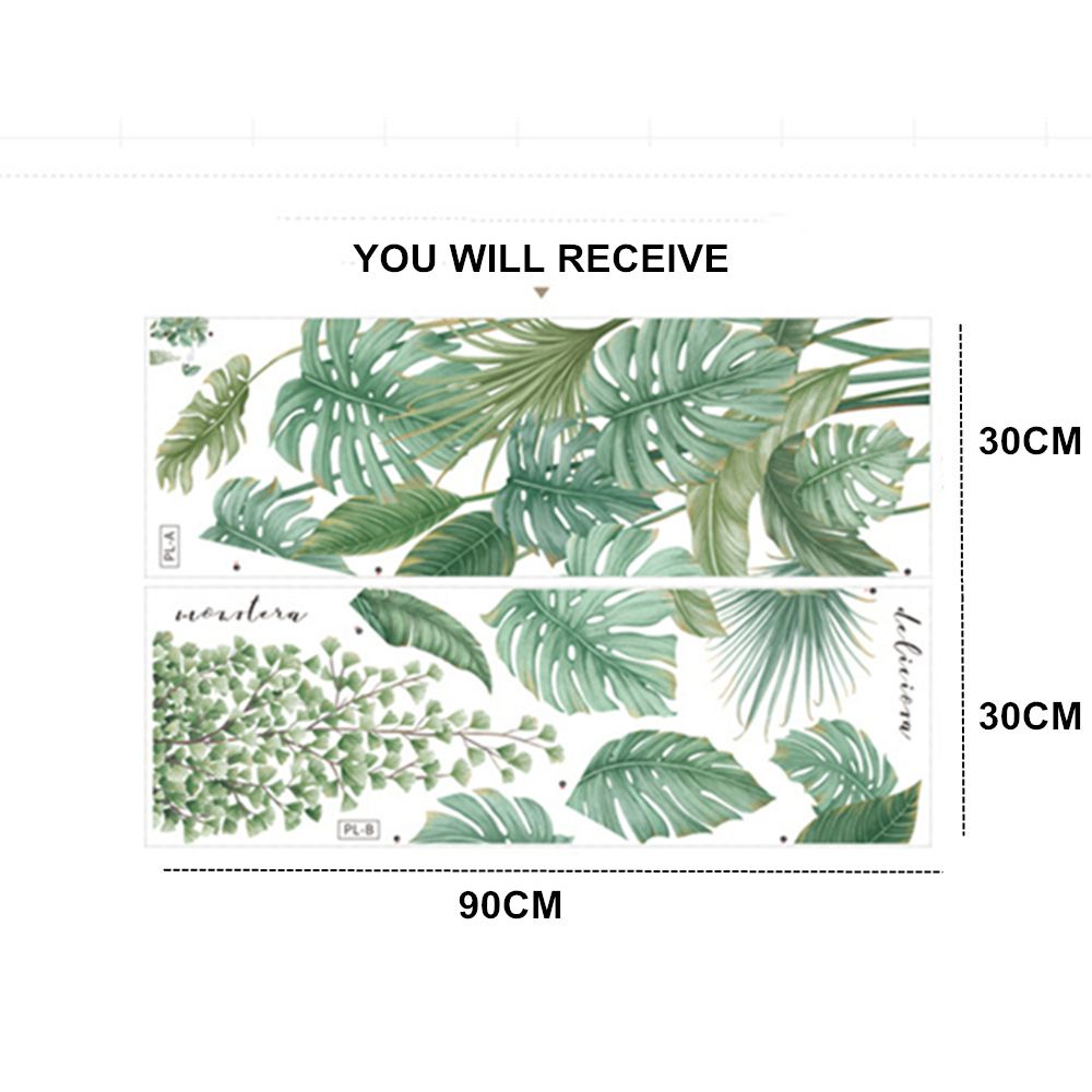 Decal dán tường Tự Dính Họa Tiết Lá Cây Nhiệt Đới Bắt Mắt Sành Điệu