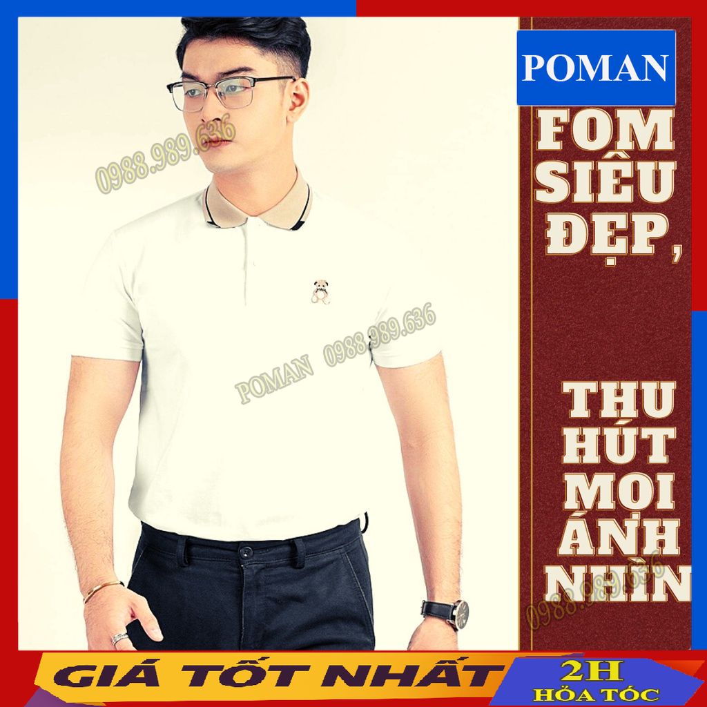 Áo polo nam ngắn tay chất cá sấu cotton, Áo thun nam có cổ polo nam co dãn 4 chiều AT04 - POMAN